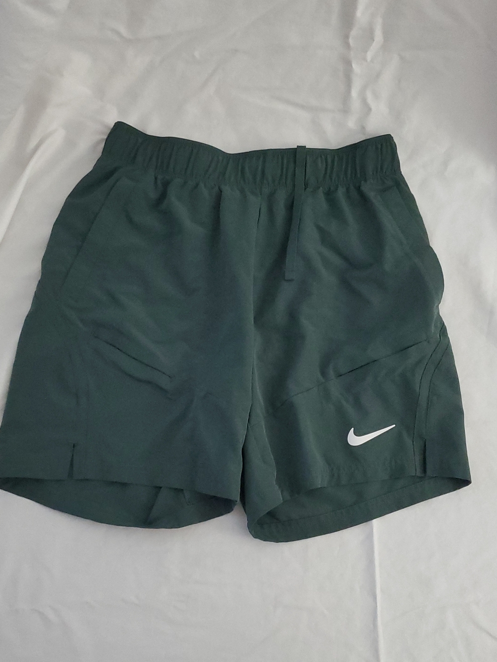 Nike Men’s Forest Green Athletic Shorts with White Swoosh